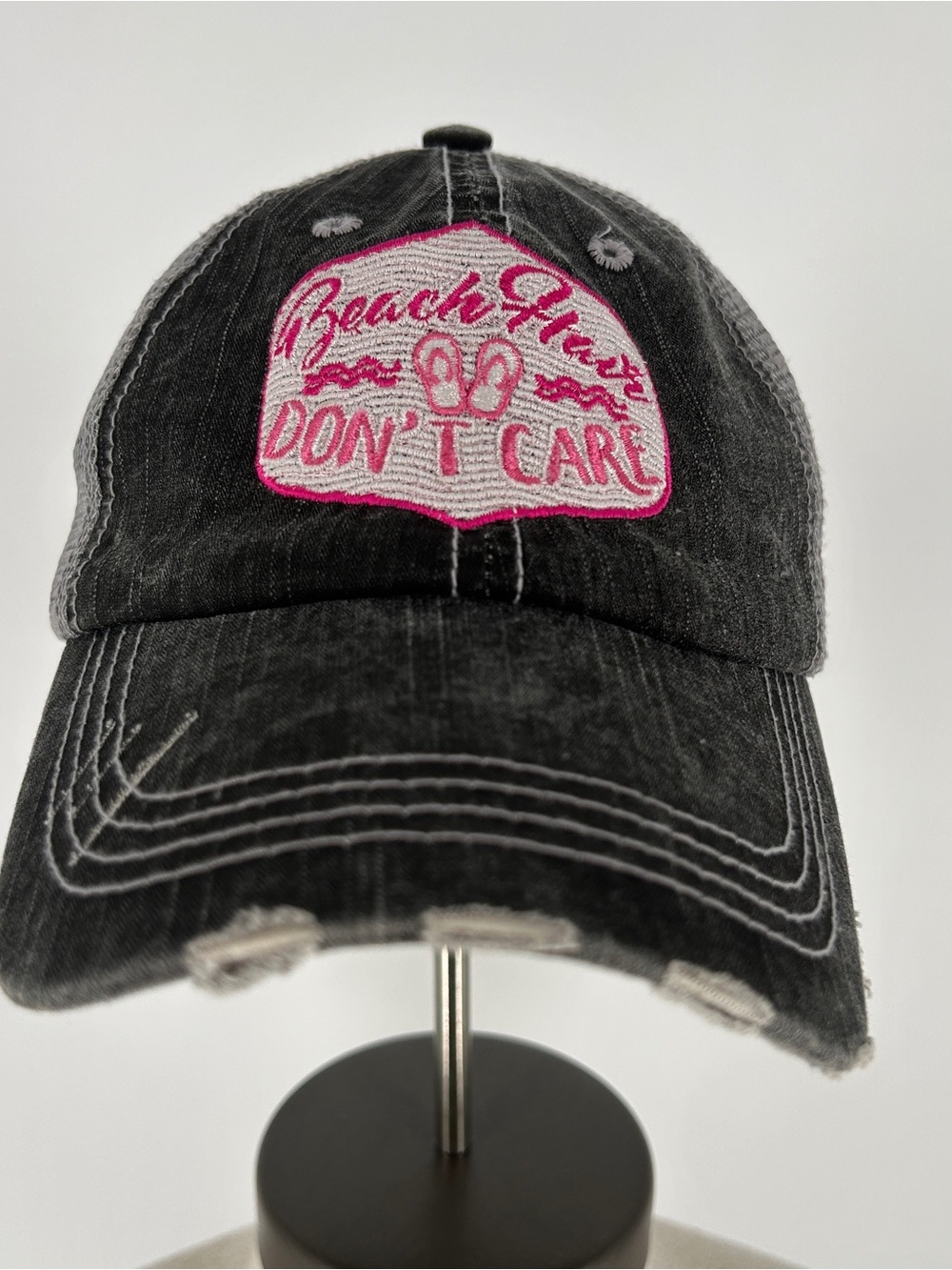 "Beach Hair Don't Care" Trucker / Baseball Hat/Cap with Embroidered Patch